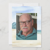 Aquareller Strand mit Foto-Feier Einladung (Rückseite)