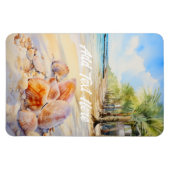 Aquareller Strand mit Seashells Magnet (Horizontal)