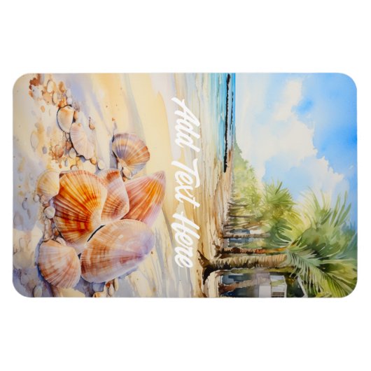 Aquareller Strand mit Seashells Magnet (Horizontal)