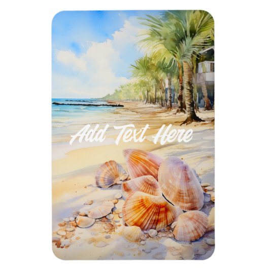 Aquareller Strand mit Seashells Magnet (Vertikal)