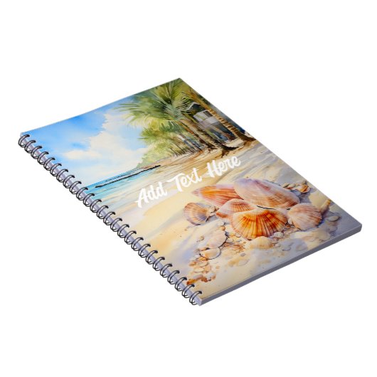 Aquareller Strand mit Seashells Notebook Notizblock (Rechte Seite)