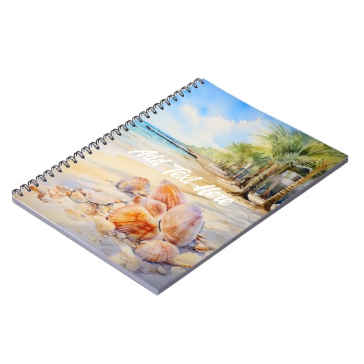 Aquareller Strand mit Seashells Notebook Notizblock (Linke Seite)
