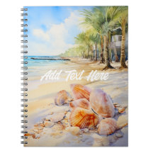 Aquareller Strand mit Seashells Notebook