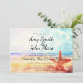 Aquareller Strand mit Starfish Einladung (Stehend Vorderseite)