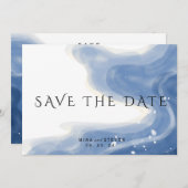 Aquareller Strand mit Wellen horizontale Hochzeit Save The Date (Vorne/Hinten)