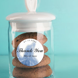 Aquareller Strand mit Wellen Vielen Dank für Ihre  Runder Aufkleber