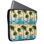 Aquareller Strand nahtlose Textur. Palmen, Möwen, Laptopschutzhülle (Vorne Rechts)