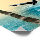 Aquareller Strand nahtlose Textur. Palmen, Möwen, Poster (Ecke)