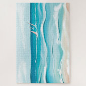 Aquareller Strand Ufer Meer Landschaft Puzzle (Vertikal)