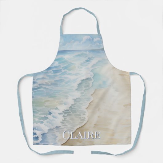 Aquareller Strand und Wellen Schürze (Vorderseite)