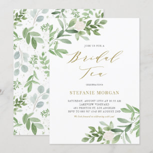 Aquareller Tee und Weißer Bridal Tee Einladung