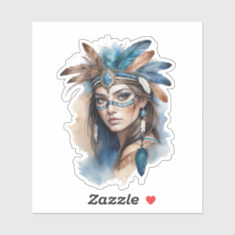 Aquareller Tribal Beauty: Geist der Bohemischen Ku Aufkleber