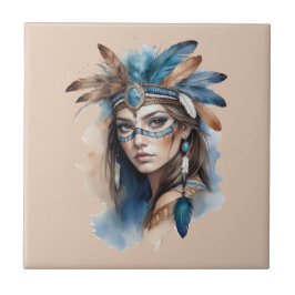 Aquareller Tribal Beauty: Geist der Bohemischen Ku Fliese