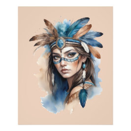 Aquareller Tribal Beauty: Geist der Bohemischen Ku Fotodruck