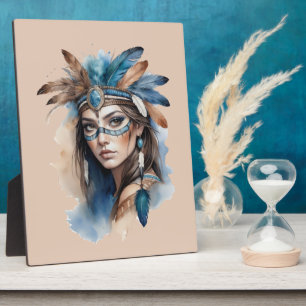 Aquareller Tribal Beauty: Geist der Bohemischen Ku Fotoplatte