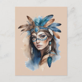 Aquareller Tribal Beauty: Geist der Bohemischen Ku Postkarte