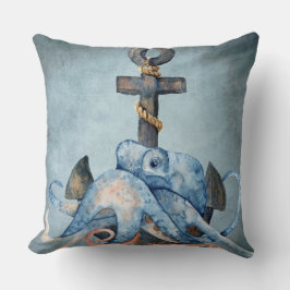 Aquareller und Anchor Nautic Beach Kissen