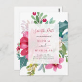 Aquareller Urlaub | Hochzeitsstichtag speichern Postkarte (Vorne/Hinten)