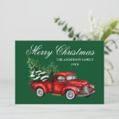 Aquareller Vintager roter LKW Frohe Weihnachten Gr (Stehend Vorderseite)