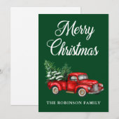 Aquareller Vintager roter LKW Frohe Weihnachten Gr (Vorne/Hinten)