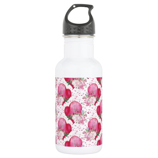 Aquareller, Wasserfarbenherz Edelstahlflasche (Vorderseite)