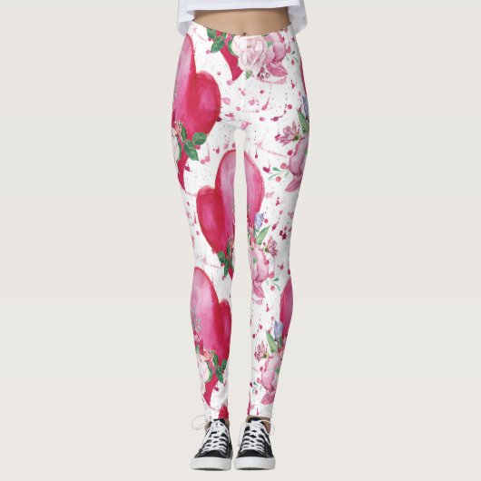 Aquareller, Wasserfarbenherz Leggings (Vorderseite)