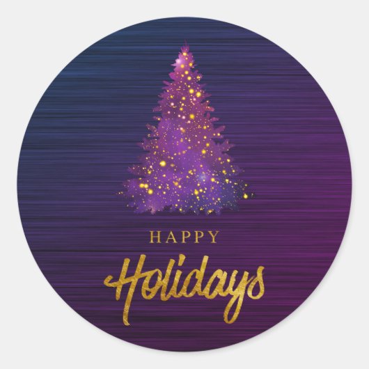 Aquareller Weihnachtsbaum für Feiertage Runder Aufkleber (Vorderseite)