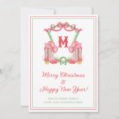 Aquareller Weihnachtsjunge Boost Monogram Wappen Feiertagskarte (Vorderseite)