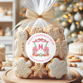 Aquareller Weihnachtsjunge Boost Monogram Wappen Runder Aufkleber