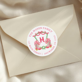 Aquareller Weihnachtsjunge Boost Monogram Wappen Runder Aufkleber