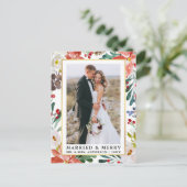 Aquareller Winter Blumen Verheiratet und fröhlich Postkarte (Stehend Vorderseite)