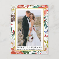 Aquareller Winter Floral Neu vermählte Weihnachten