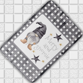 Aquareller Winter Gnome am Buffalo Karo Weihnachte Badematte