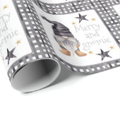 Aquareller Winter Gnome am Buffalo Karo Weihnachte Geschenkpapier (Rolleneckpunkt)