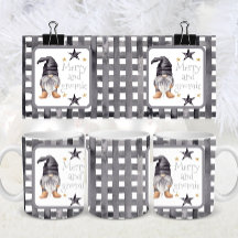 Aquareller Winter Gnome am Buffalo Karo Weihnachte