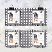 Aquareller Winter Gnome am Buffalo Karo Weihnachte Kaffeetasse