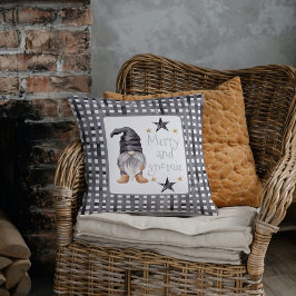 Aquareller Winter Gnome am Buffalo Karo Weihnachte Kissen