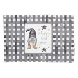 Aquareller Winter Gnome am Buffalo Karo Weihnachte Kissenbezug