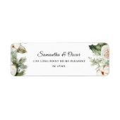 Aquareller Winter Grüne Pine Tree & Weiße Blume (Vorne)