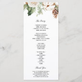 Aquareller Winter Grüne Pine Tree & Weiße Blume Menükarte (Rückseite)