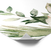 Aquareller Winter Grüne Pine Tree & Weiße Blume Poster (Ecke)