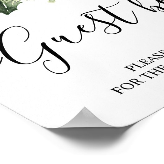 Aquareller Winter Grüne Pine Tree & Weiße Blume Poster (Ecke)