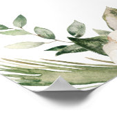 Aquareller Winter Grüne Pine Tree & Weiße Blume Poster (Ecke)