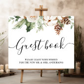 Aquareller Winter Grüne Pine Tree & Weiße Blume Poster