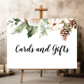 Aquareller Winter Grüne Pine Tree & Weiße Blume Poster