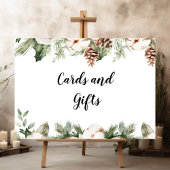 Aquareller Winter Grüne Pine Tree & Weiße Blume Poster