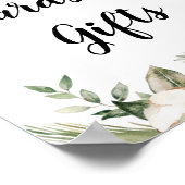 Aquareller Winter Grüne Pine Tree & Weiße Blume Poster (Ecke)