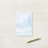 Aquareller Winter Grüne Pinienbäume Post-it Klebezettel (Auf Schreibtisch)