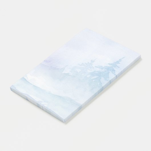 Aquareller Winter Grüne Pinienbäume Post-it Klebezettel (angewinkelt)