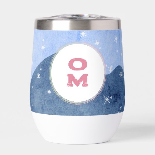 Aquareller Winter Landschaft Monogram Snowy (Vorderseite)